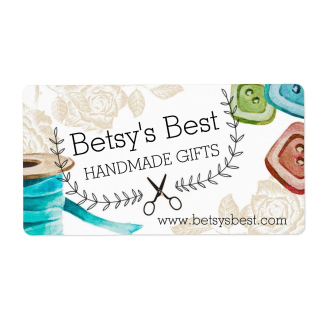 Ribbon buttons scissors shabby chic sewing (Front)