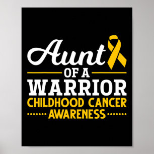 Ribbon Cancer Fighter Aunt Childhood Cancer Awaren Poster