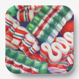 RIBBON CANDY 9" Square Paper Plates