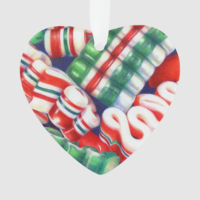 RIBBON CANDY Acrylic Heart Ornament (Front)