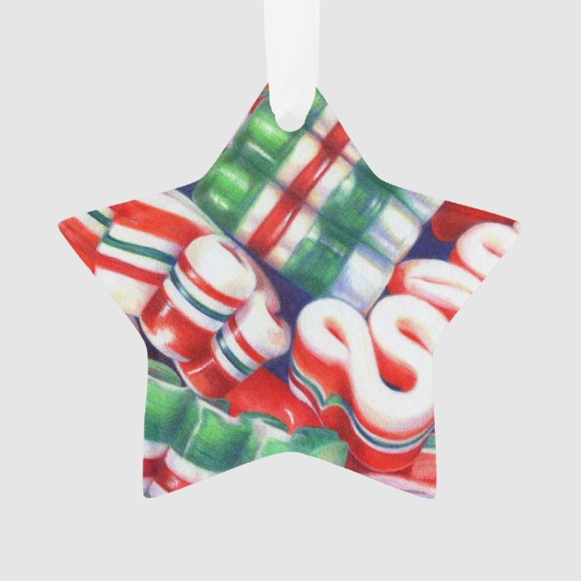 RIBBON CANDY Acrylic Star Ornament (Front)