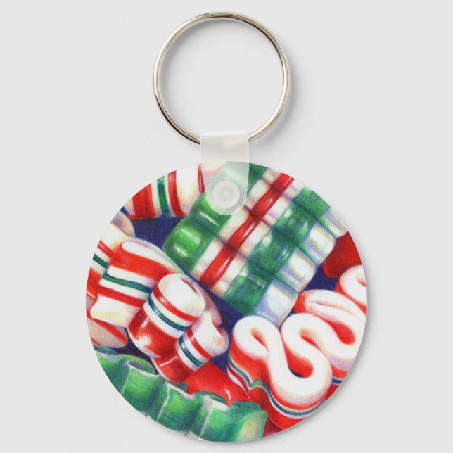RIBBON CANDY Aluminium Circle Keychain (Front)
