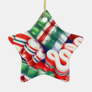 RIBBON CANDY Ceramic Star Ornament