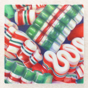 Ribbon Candy Glass Coaster