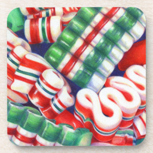 RIBBON CANDY Hard Plastic Coasters