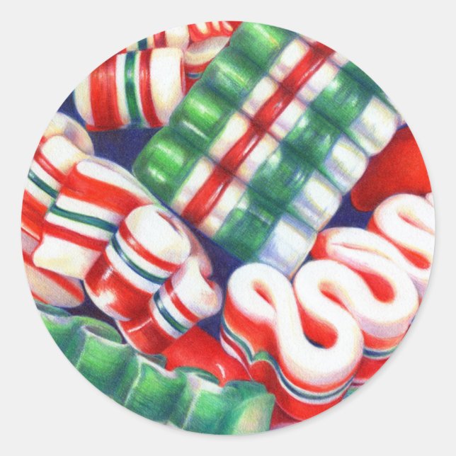 RIBBON CANDY Large Round Stickers (Front)