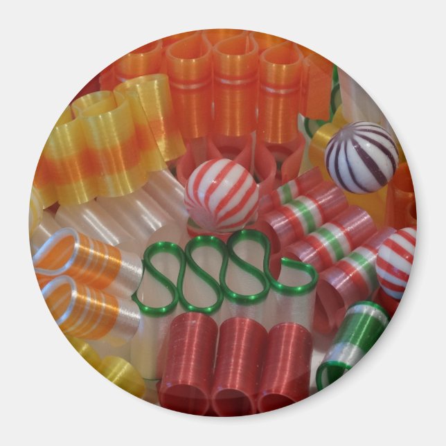 Ribbon Candy Magnet (round) (Front)
