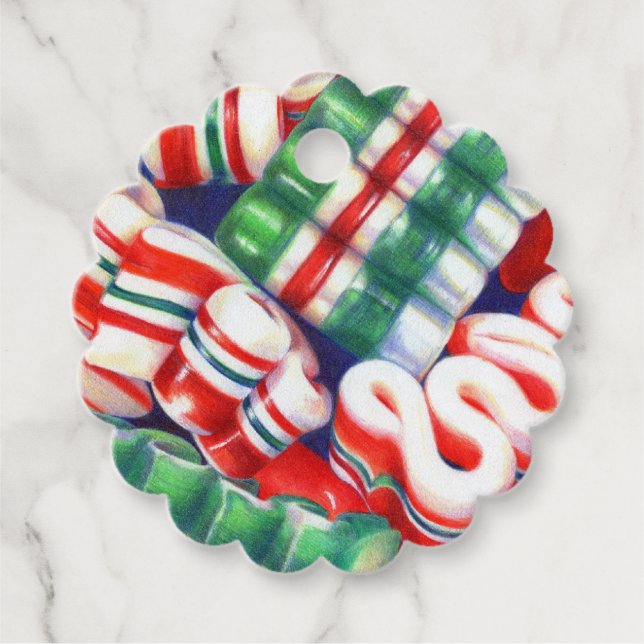 RIBBON CANDY Scalloped Gift Tags (Front)
