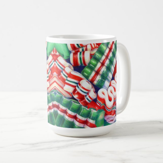 RIBBON CANDY Tall White Mug (Front Right)