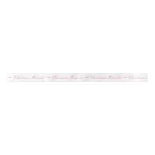 Ribbon - Christmas Miracles, pink on White ribbon Satin Ribbon