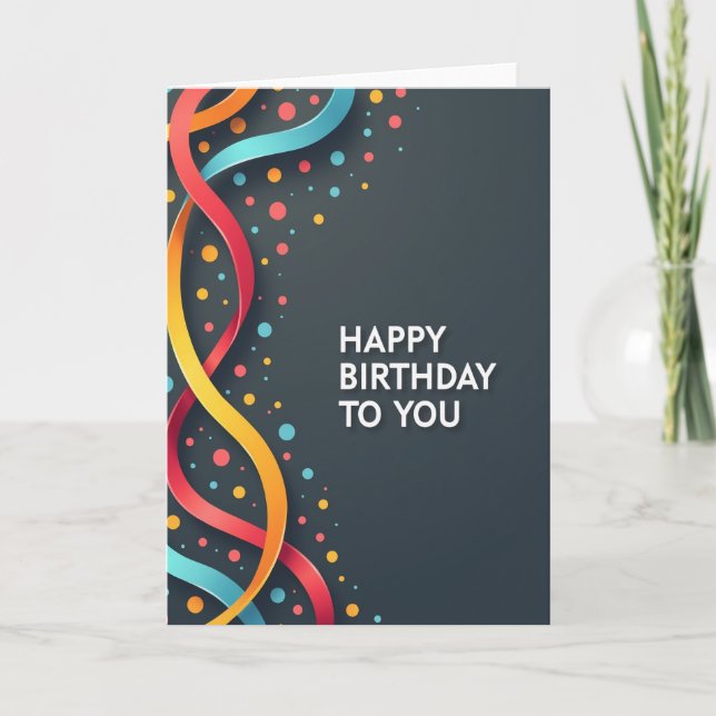 Ribbon Confetti Birthday Card (Front)