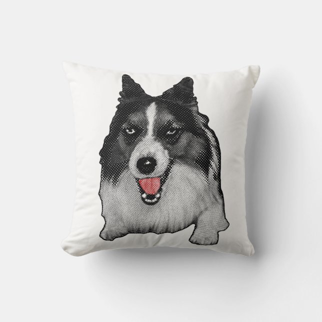Ribbon‑Corner Corgi Accent Cushion (Front)