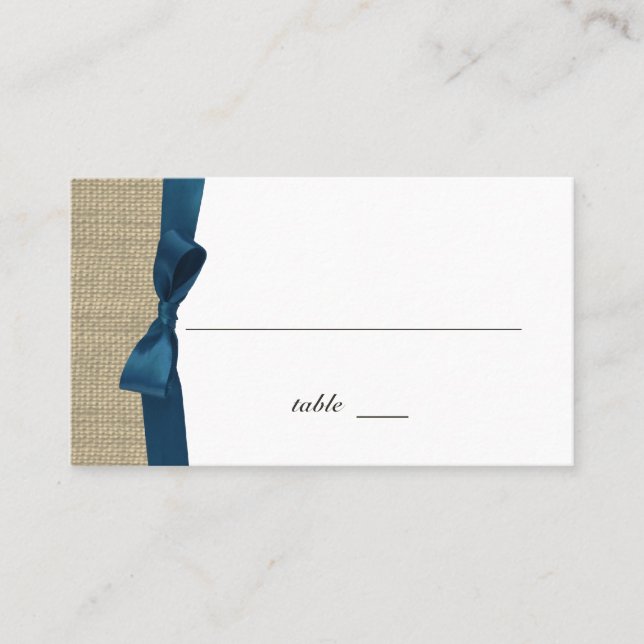 Ribbon Country Blue Place Card (Front)