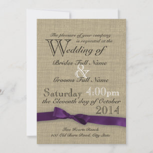 Ribbon Country Purple Wedding Invitation