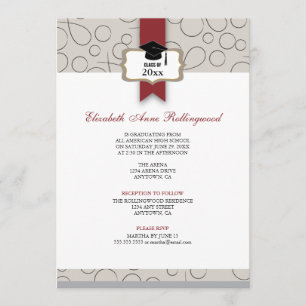 Ribbon Crest Pattern Graduation: Warm Grey Invitation
