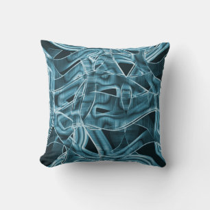 Ribbon curves, blue neon with relief and overlap cushion