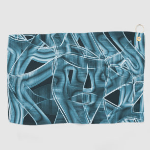 Ribbon curves, blue neon with relief and overlap golf towel