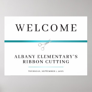 Ribbon Cutting Ceremony Welcome Sign in Teal