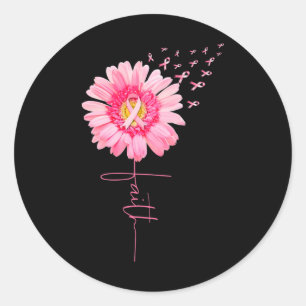 Ribbon Daisy Faith - Breast Cancer Awareness Month Classic Round Sticker