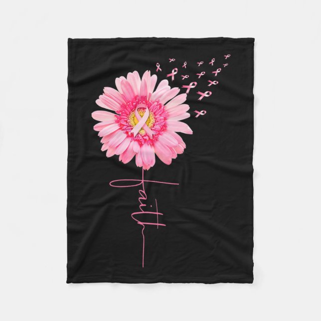 Ribbon Daisy Faith - Breast Cancer Awareness Month Fleece Blanket (Front)
