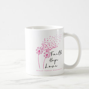 Ribbon Dandelion Faith Hope Love Breast Cancer  Coffee Mug