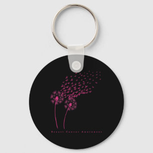 Ribbon Dandelion Faith Hope Love Breast Cancer Key Ring