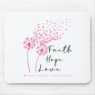 Ribbon Dandelion Faith Hope Love Breast Cancer Mouse Mat
