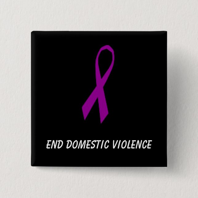 Ribbon, End Domestic Violence 15 Cm Square Badge (Front)