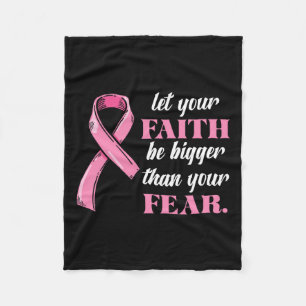 Ribbon Faith Breast Cancer Awareness Fear Warrior Fleece Blanket