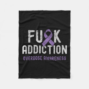 Ribbon Fck Addiction Overdose Awareness Fleece Blanket