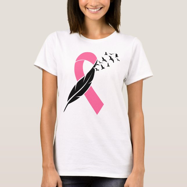 Ribbon, Feather, And Birds Womens T-Shirt (Front)