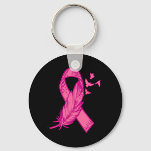 Ribbon Feather Bird Cute Breast Cancer Awareness G Key Ring