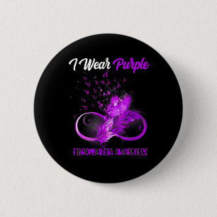 Ribbon Feather Fibromyalgia Awareness  6 Cm Round Badge