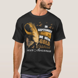 Ribbon Feather Gold Childhood Cancer Awareness In  T-Shirt
