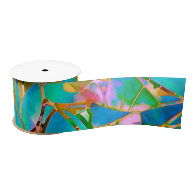 Ribbon Floral Abstract Stained Glass Satin Ribbon (Spool)