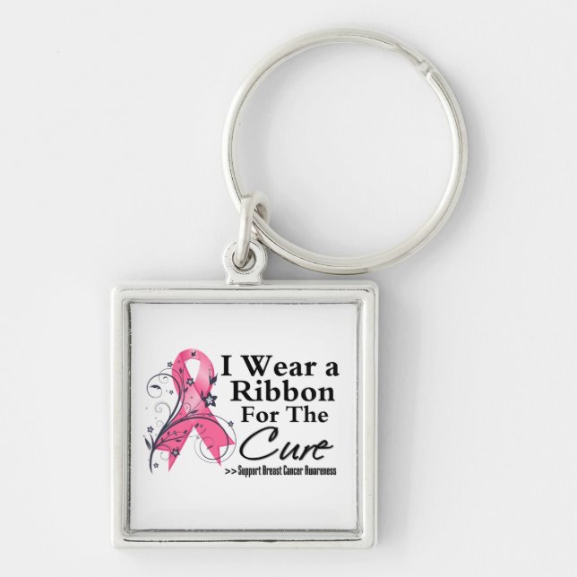 Ribbon For The Cure - Breast Cancer Key Ring (Front)