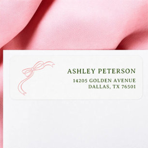 Ribbon French Pink Green Wedding Return Address