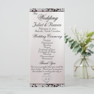 Ribbon & Glitter on Pearl - Burgundy Wedding Programme