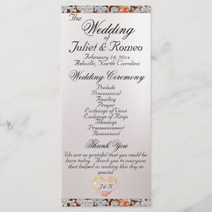 Ribbon & Glitter on Pearl - Copper Wedding Program Programme