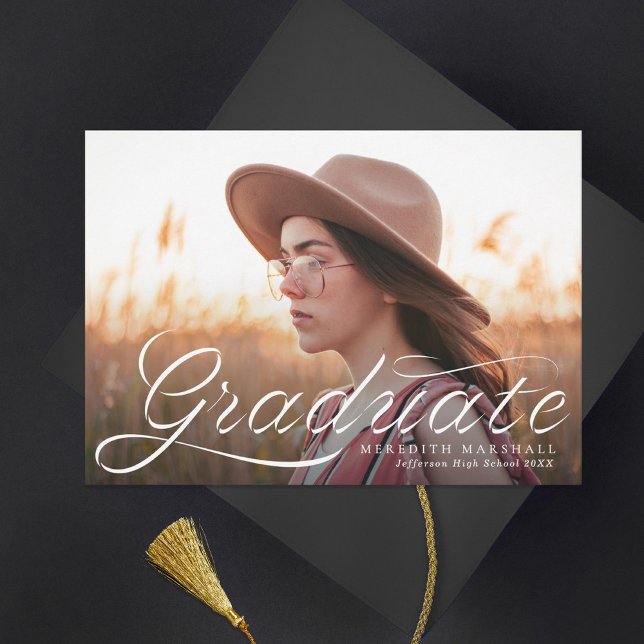 Ribbon Graduate Classic Photo Graduation Announcement (Creator Uploaded)