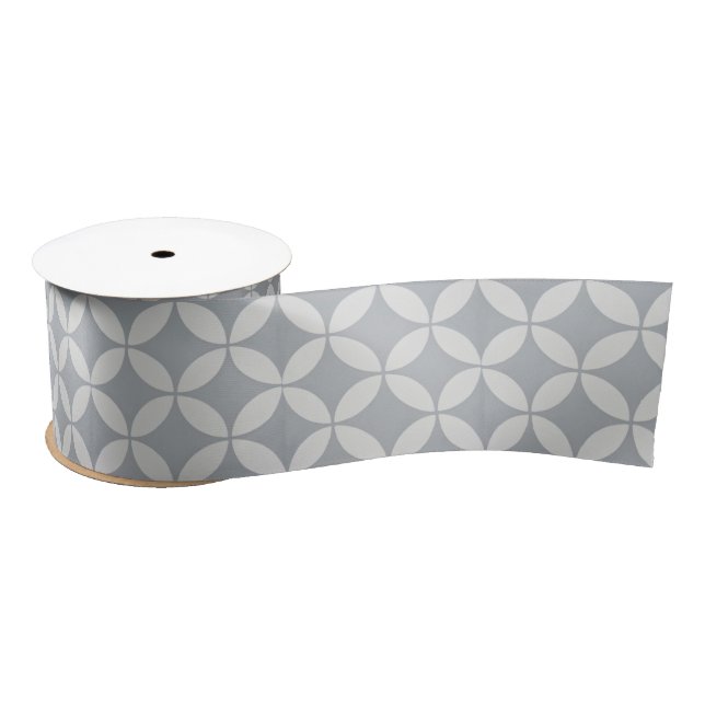 Ribbon - Grey Petal Pattern Satin Ribbon (Spool)