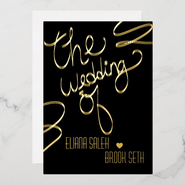  Ribbon Hand Drawn Lettering Wedding Pressed    (Front/Back)