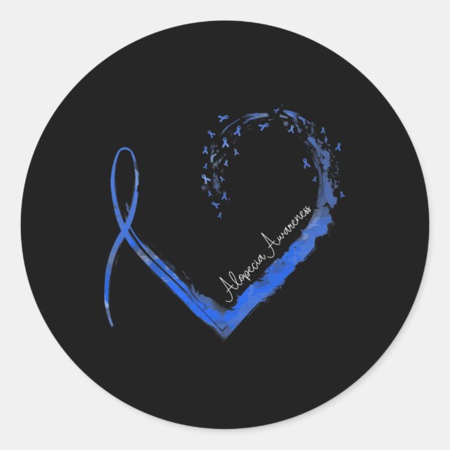 Ribbon Heart Alopecia Awareness 1 Classic Round Sticker (Front)