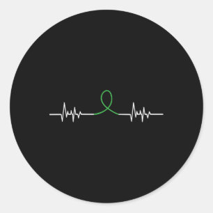 Ribbon Heart Beat - Mental Health Awareness Classic Round Sticker