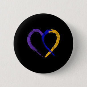 Ribbon Heart Bladder Cancer Purple Blue And Yellow 6 Cm Round Badge