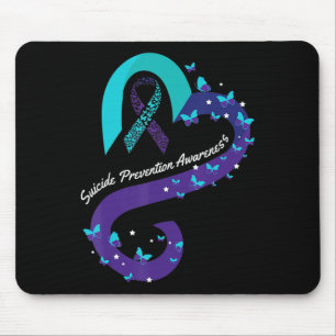 Ribbon Heart Butterfly Suicide Awareness Mental He Mouse Mat