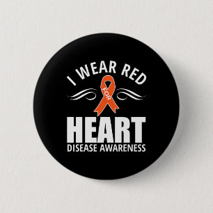 Ribbon Heart Disease Awareness Gift  6 Cm Round Badge