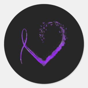 Ribbon Heart Fibromyalgia Awareness Classic Round Sticker