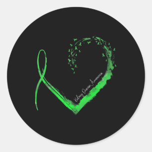 Ribbon Heart Kidney Disease Awareness Classic Round Sticker