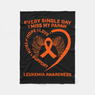 Ribbon Heart Leukaemia Awareness In Memory Of My P Fleece Blanket